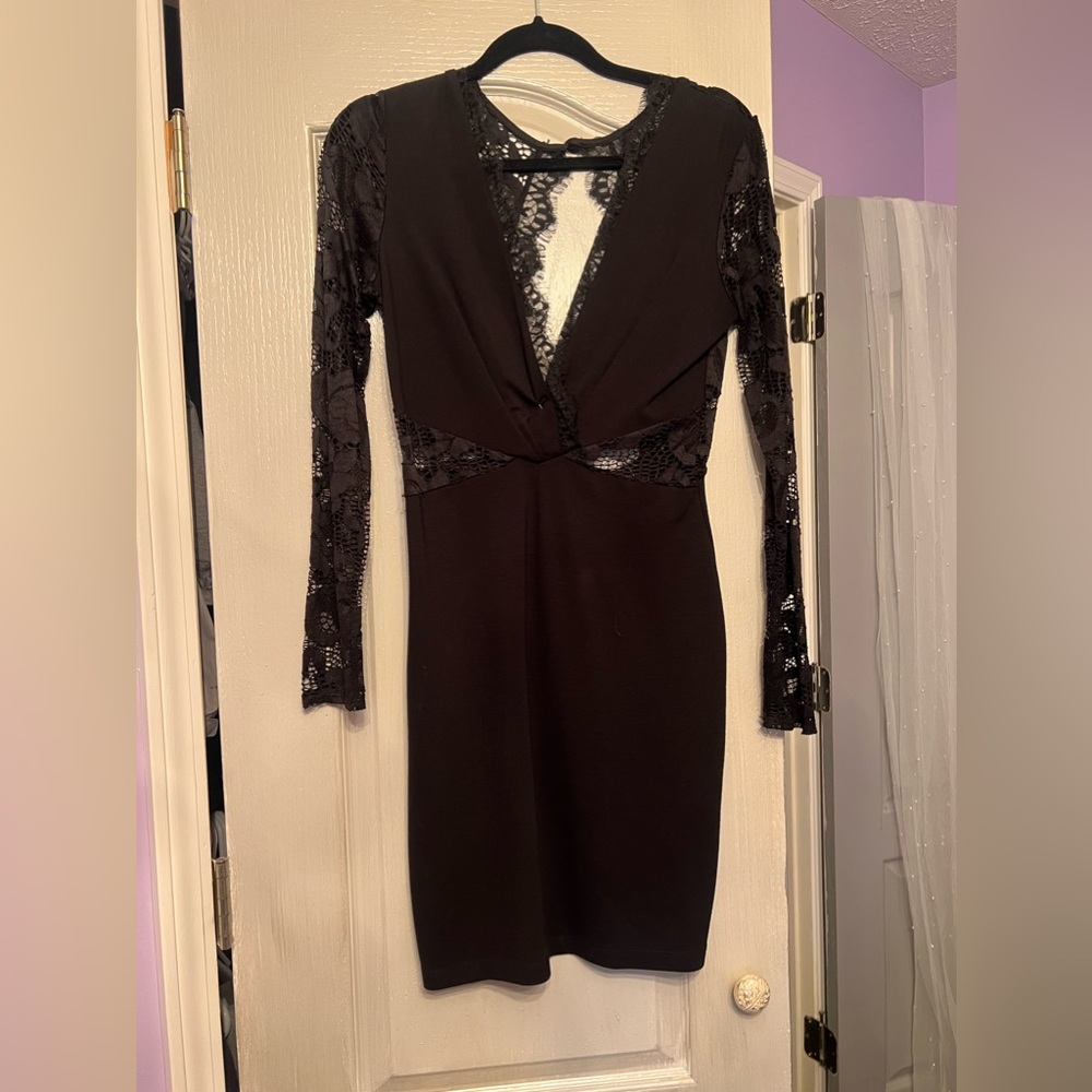 Lace black cocktail dress